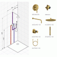 Душевая система встраиваемая со смесителем Kludi Bozz 38736N076 (7 в 1) золото брашированное (скрытый монтаж)